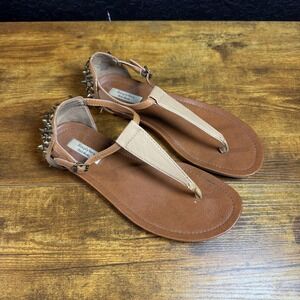 Simply Vera Vera Wang Women Thong Sandals Studded Tan Brown Flip Flop Size 6.5